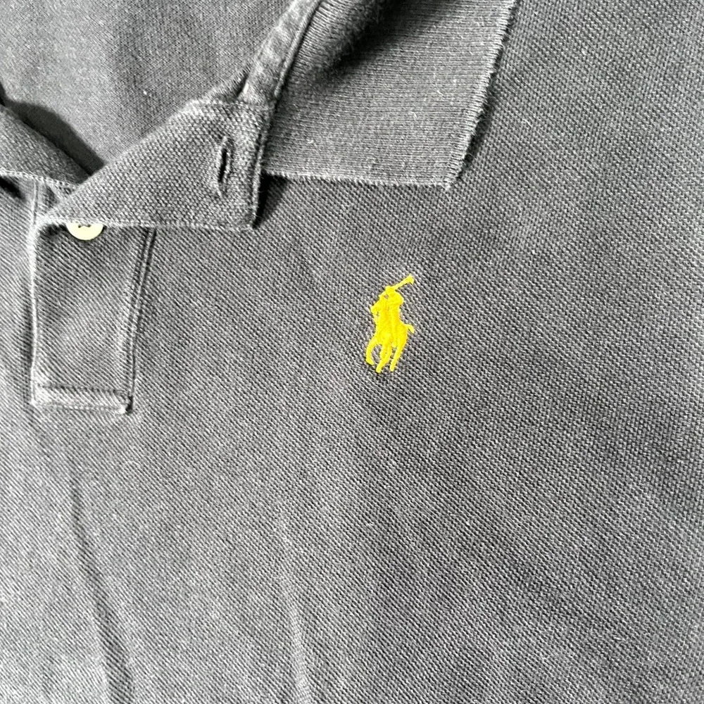 Ralph Lauren The Skinny Polo Shirt Mens XL Black Pony Logo Side Slit Golf Tennis